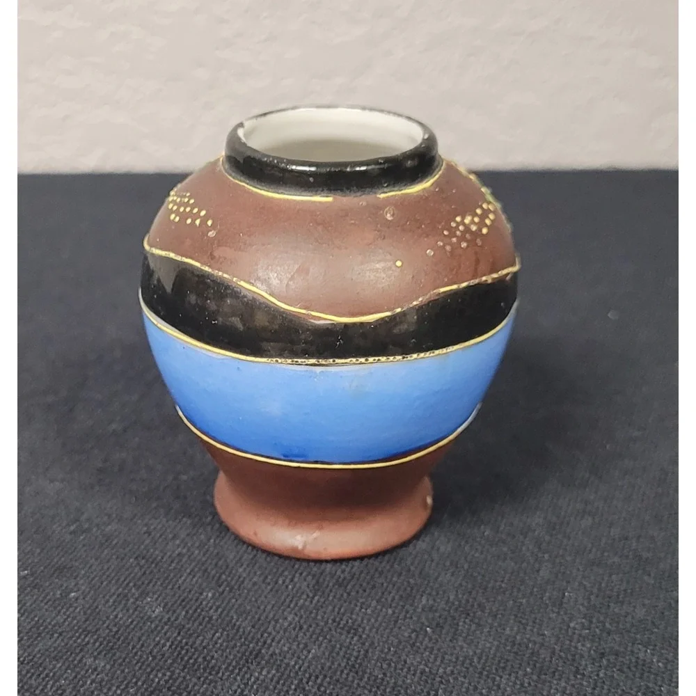 Vintage 1950s-1960s Japanese Satsuma-style Miniature Hand-painted Bud Vase